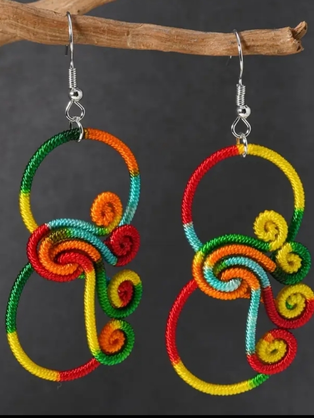 Hand Crafted Colorful Multicolor Rainbow Hoop Swirl Earrings - Women Jewelry